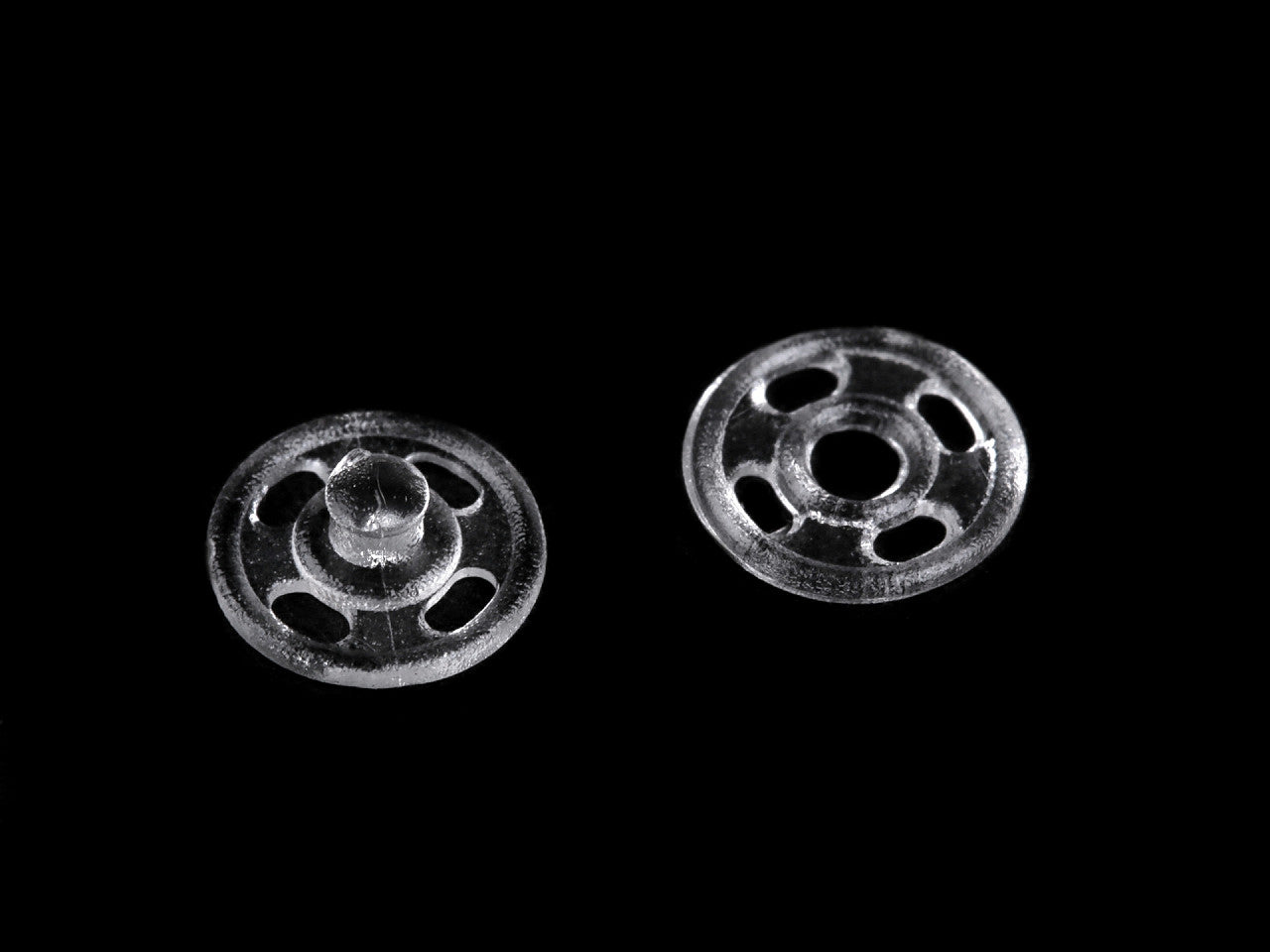 Boutons pressions en plastique transparent, Ø 7 mm - 100paire