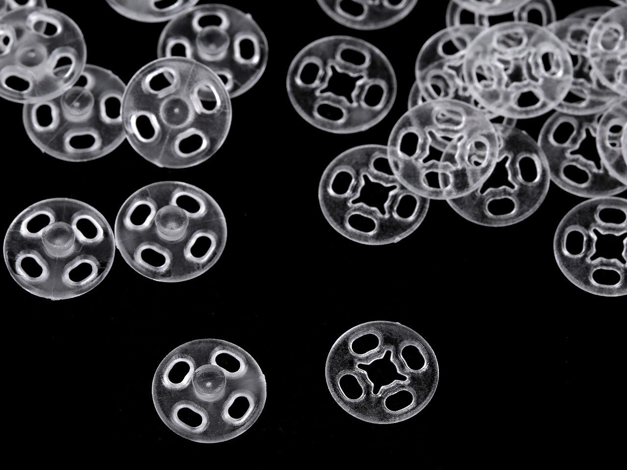 Boutons pressions en plastique transparent, Ø 10 mm - 10paire