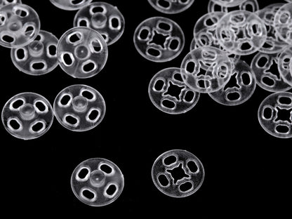 Boutons pressions en plastique transparent, Ø 10 mm - 10paire