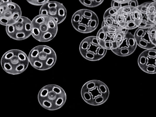 Boutons pressions en plastique transparent, Ø 10 mm - 10paire