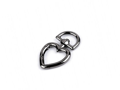 Mousqueton métallique pour sangle de 15 mm, Cœur - 1pc