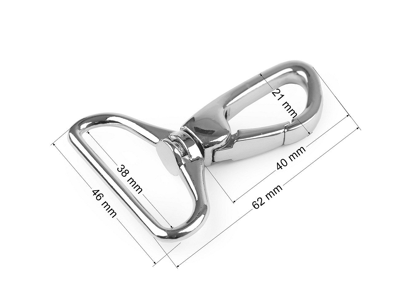Mousqueton métallique pour sangle de 38 mm