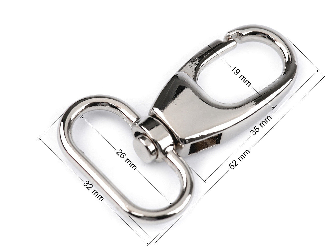 Fermoir/Mousqueton métallique pour sangle de 26 mm