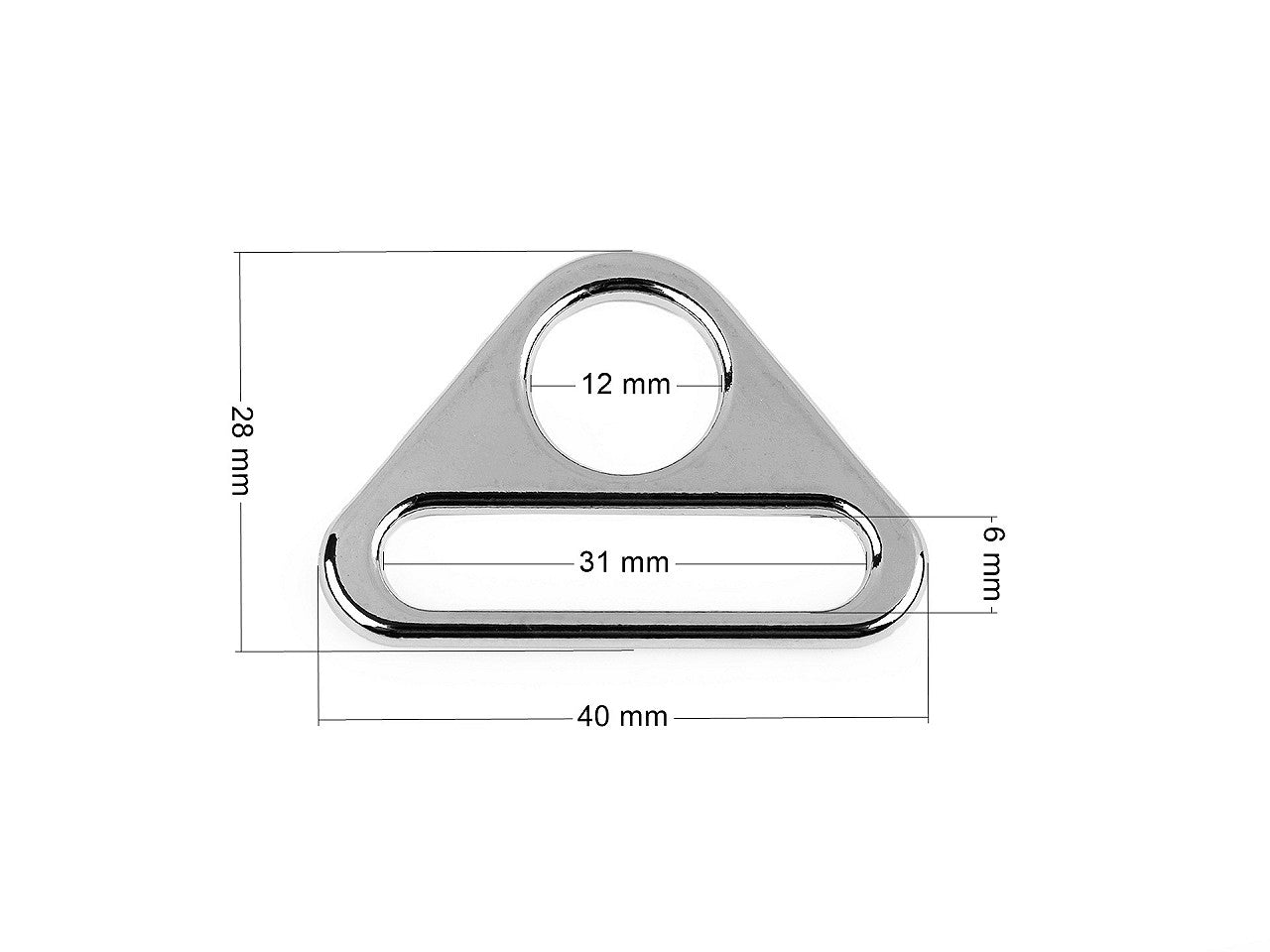 Ajusteur/Boucle à glissières triangulaire en métal, largeur 31 mm