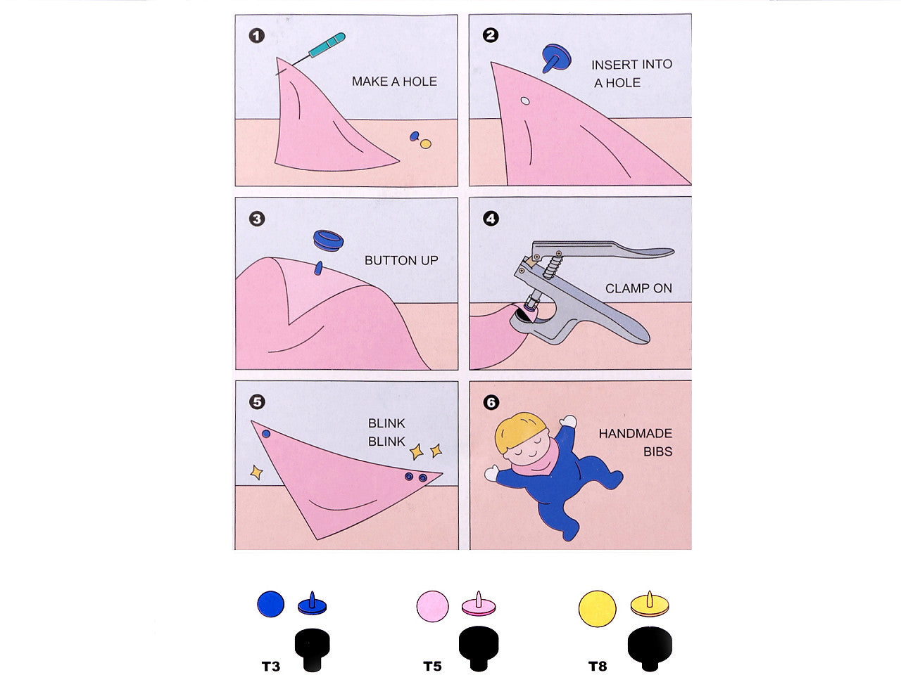 Pince manuelle en plastique pour boutons pression - 1set
