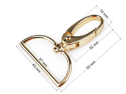 Fermoirs/Mousquetons métalliques pivotants, pour sangle de 37 mm