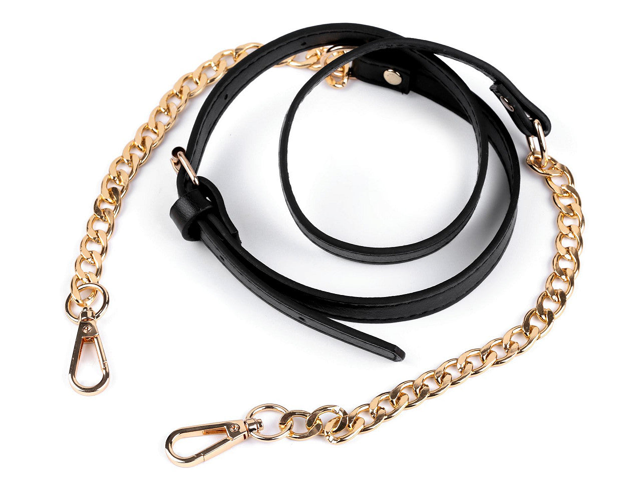 Courroie/Anse en éco-cuir avec chaîne et mousquetons, pour sac à main, largeur 1,5 cm