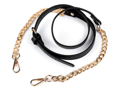 Courroie/Anse en éco-cuir avec chaîne et mousquetons, pour sac à main, largeur 1,5 cm