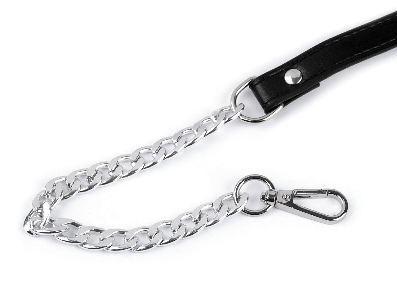 Courroie/Anse en éco-cuir avec chaîne et mousquetons, pour sac à main, largeur 1,5 cm