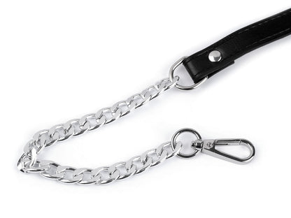 Courroie/Anse en éco-cuir avec chaîne et mousquetons, pour sac à main, largeur 1,5 cm