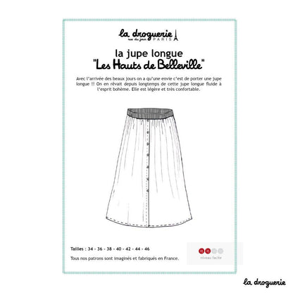 LA DROGUERIE - Patron couture de la jupe longue "les Hauts de Belleville"