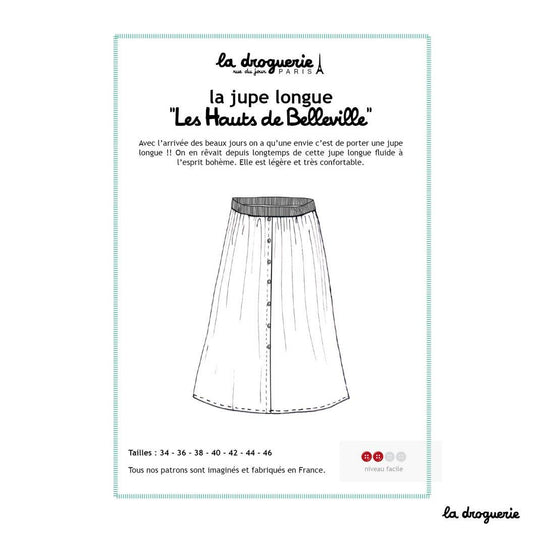 LA DROGUERIE - Patron couture de la jupe longue "les Hauts de Belleville"