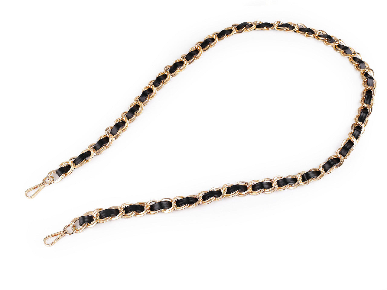 Sangle en éco-cuir avec chaîne et mousquetons, largeur 2 cm