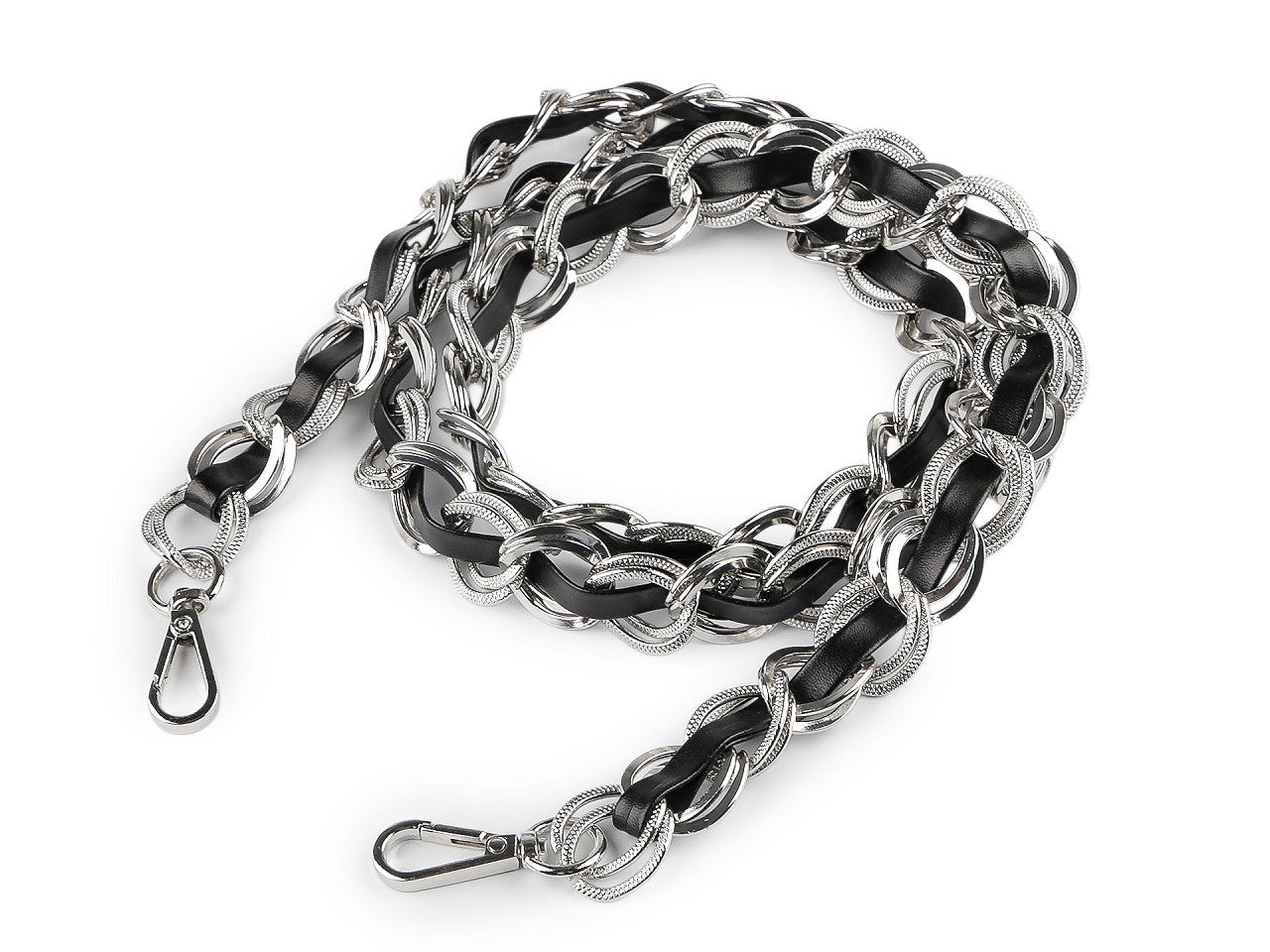 Sangle en éco-cuir avec chaîne et mousquetons, largeur 2 cm