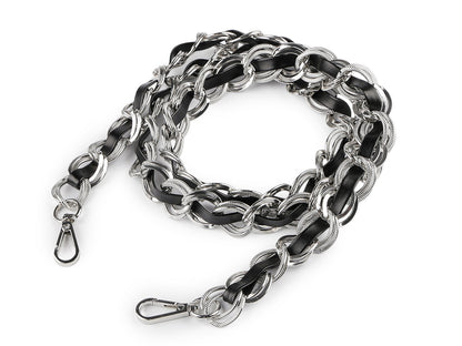 Sangle en éco-cuir avec chaîne et mousquetons, largeur 2 cm
