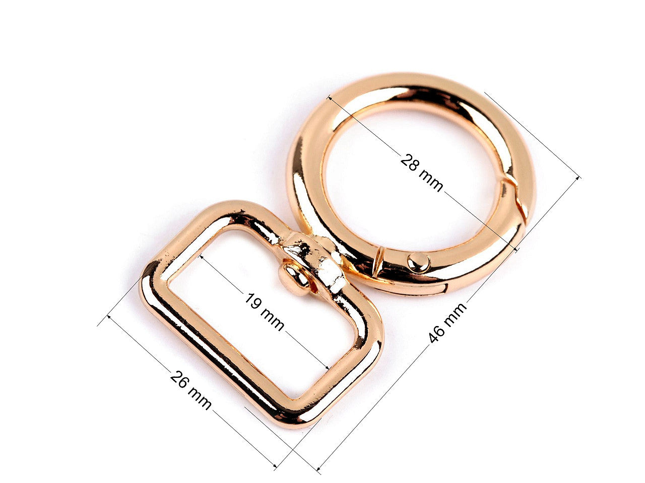 Fermoir/Mousqueton métallique rond et pivotant, pour sangle de 19 mm