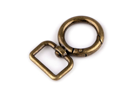 Fermoir/Mousqueton métallique rond et pivotant, pour sangle de 19 mm