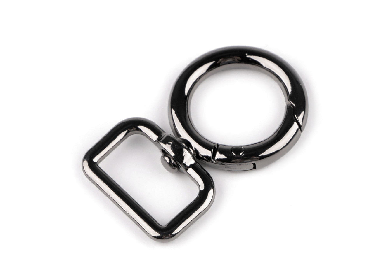 Fermoir/Mousqueton métallique rond et pivotant, pour sangle de 19 mm