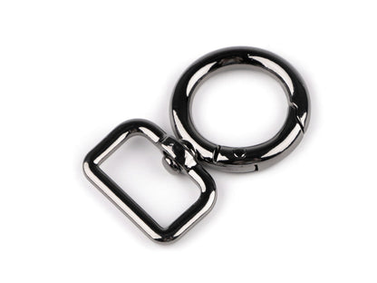 Fermoir/Mousqueton métallique rond et pivotant, pour sangle de 19 mm