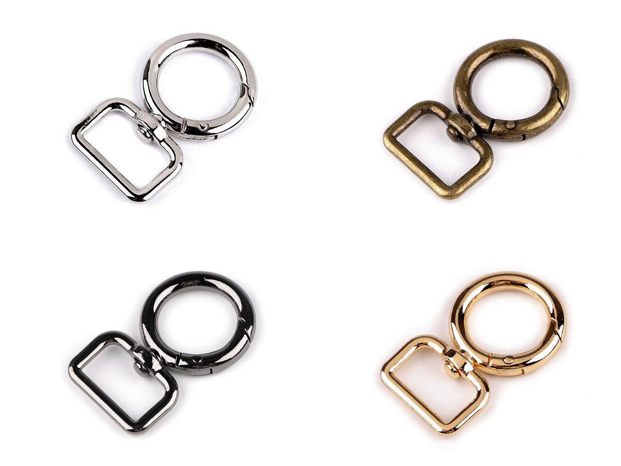 Fermoir/Mousqueton métallique rond et pivotant, pour sangle de 19 mm