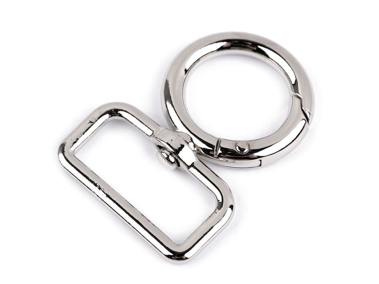 Fermoir/Mousqueton métallique rond et pivotant, pour sangle de 25 mm