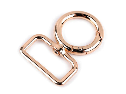 Fermoir/Mousqueton métallique rond et pivotant, pour sangle de 25 mm