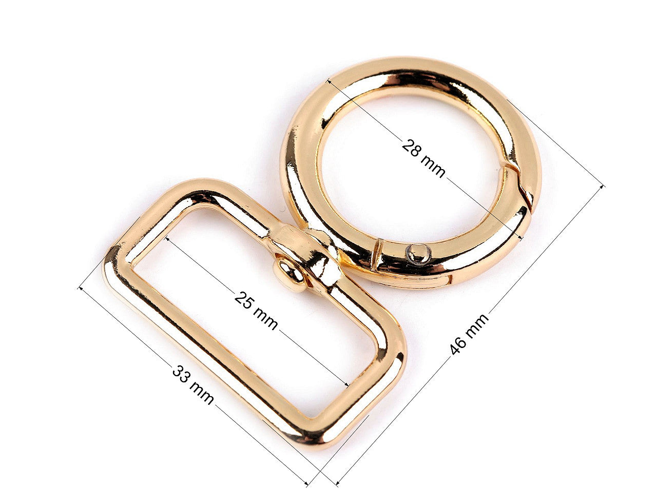 Fermoir/Mousqueton métallique rond et pivotant, pour sangle de 25 mm