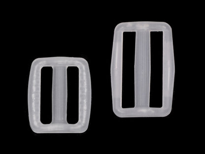 Ajusteur de glissière en plastique Tri-Glide, largeur 25 mm, 32 mm, transparent