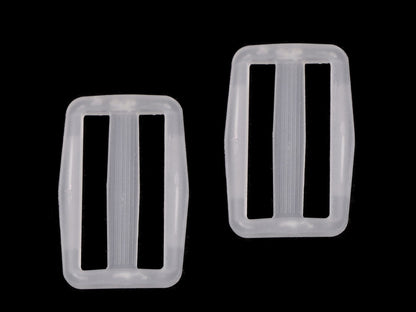 Ajusteur de glissière en plastique Tri-Glide, largeur 25 mm, 32 mm, transparent