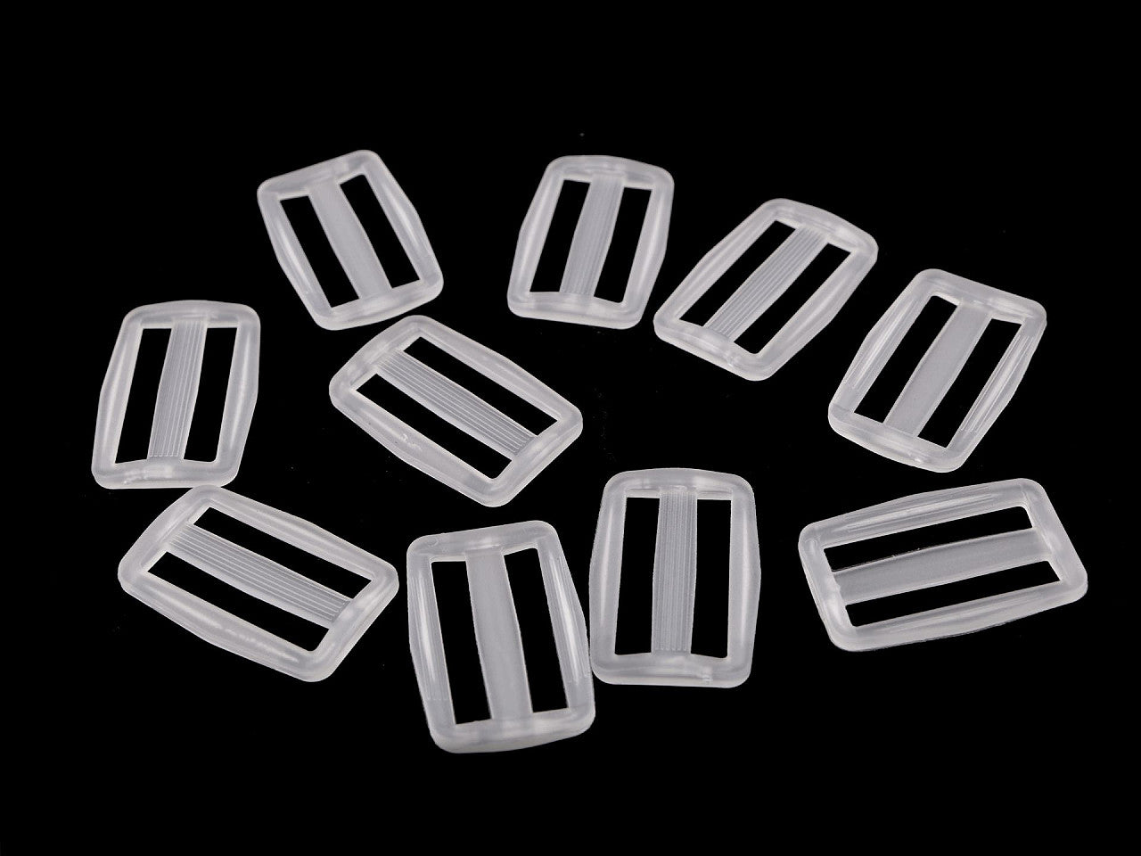 Ajusteur de glissière en plastique Tri-Glide, largeur 25 mm, 32 mm, transparent