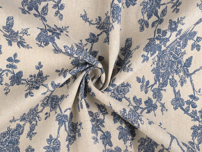 Toile en coton Fleurs imitation lin, épaisse