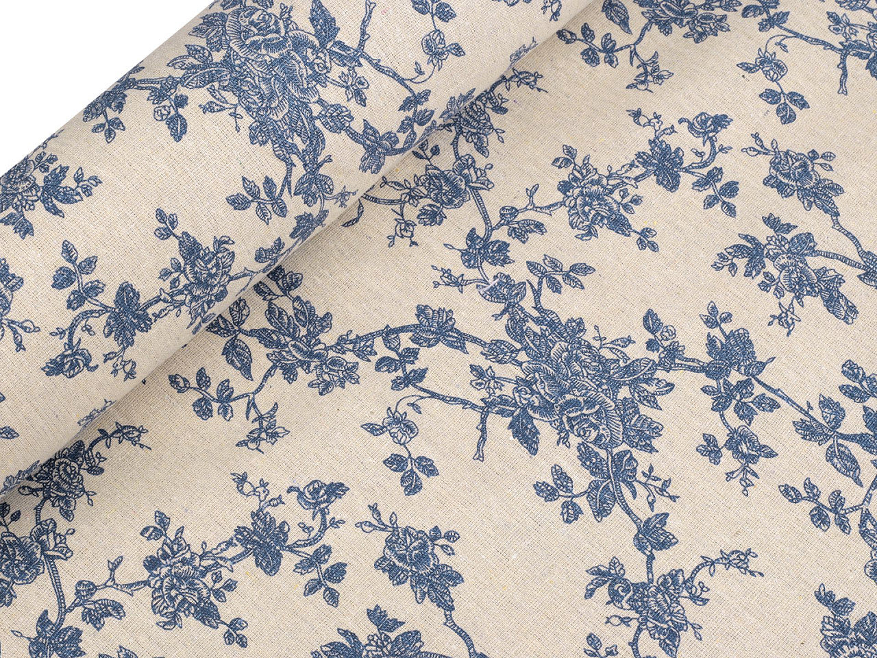 Toile en coton Fleurs imitation lin, épaisse