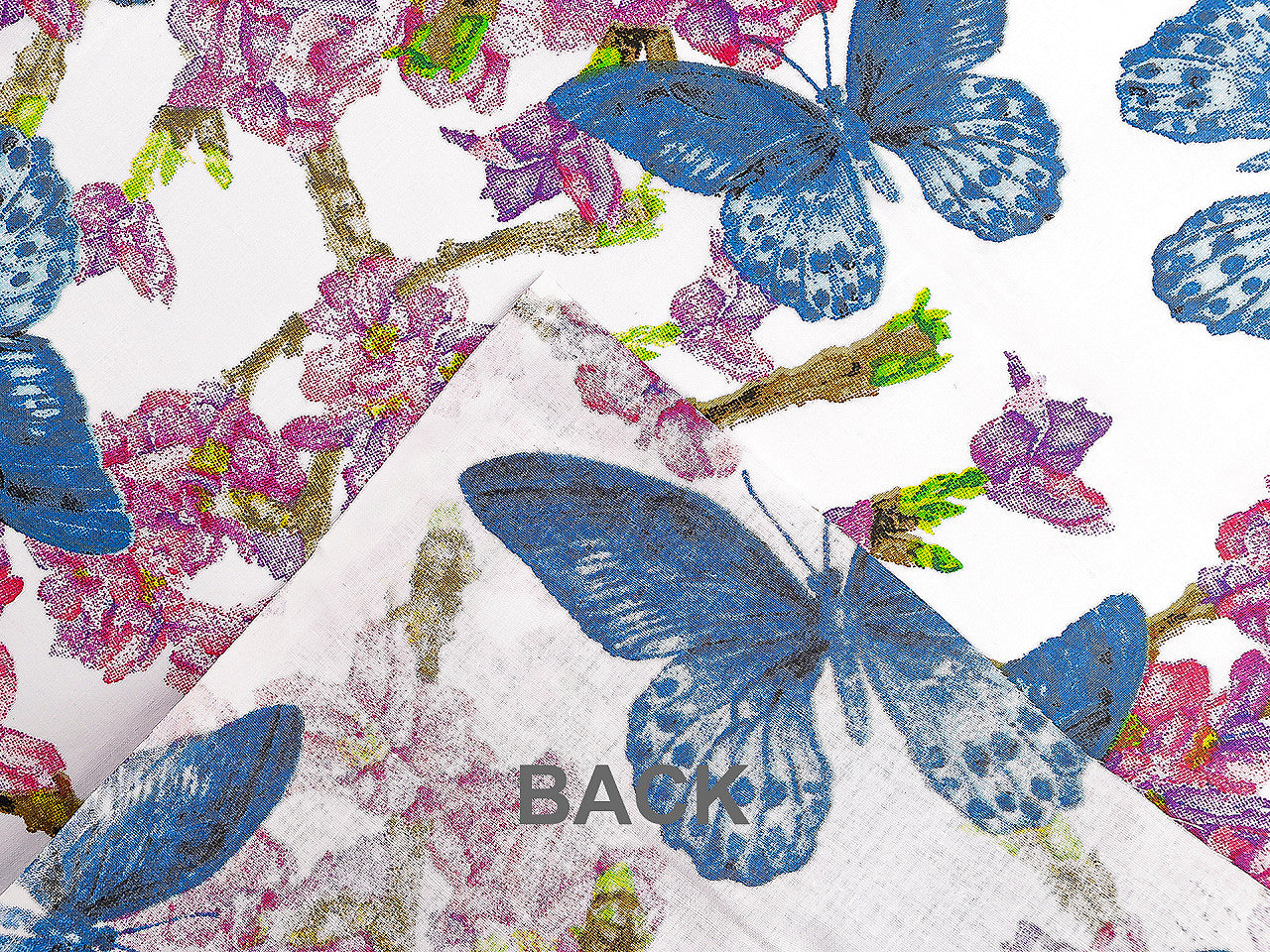 Tissu/Toile en coton, Fleurs, papillons, largeur 220 cm - 1m