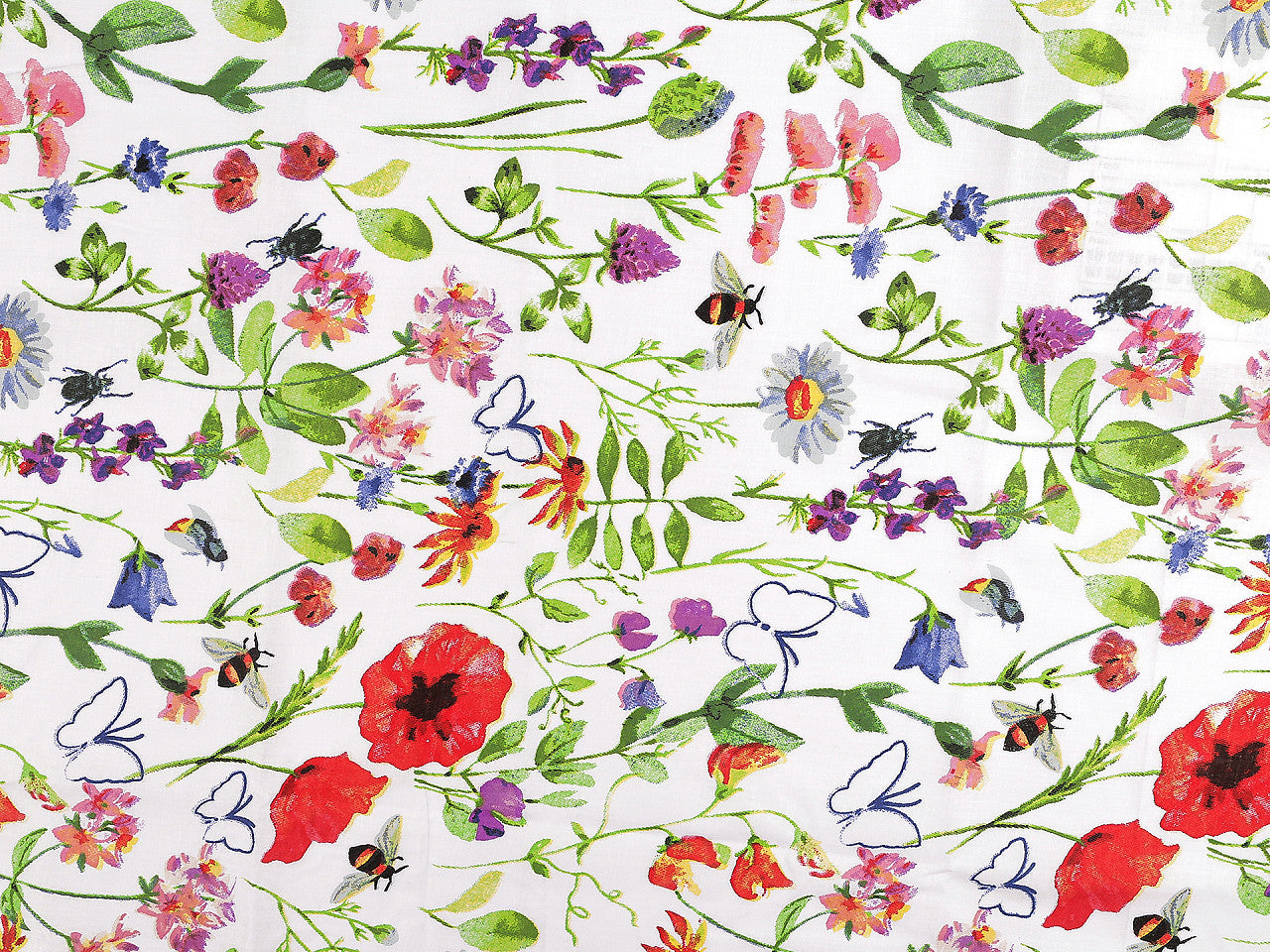 Tissu/Toile en coton, Fleurs des champs, largeur 220 cm - 1m