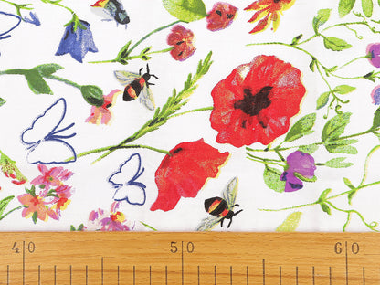 Tissu/Toile en coton, Fleurs des champs, largeur 220 cm - 1m
