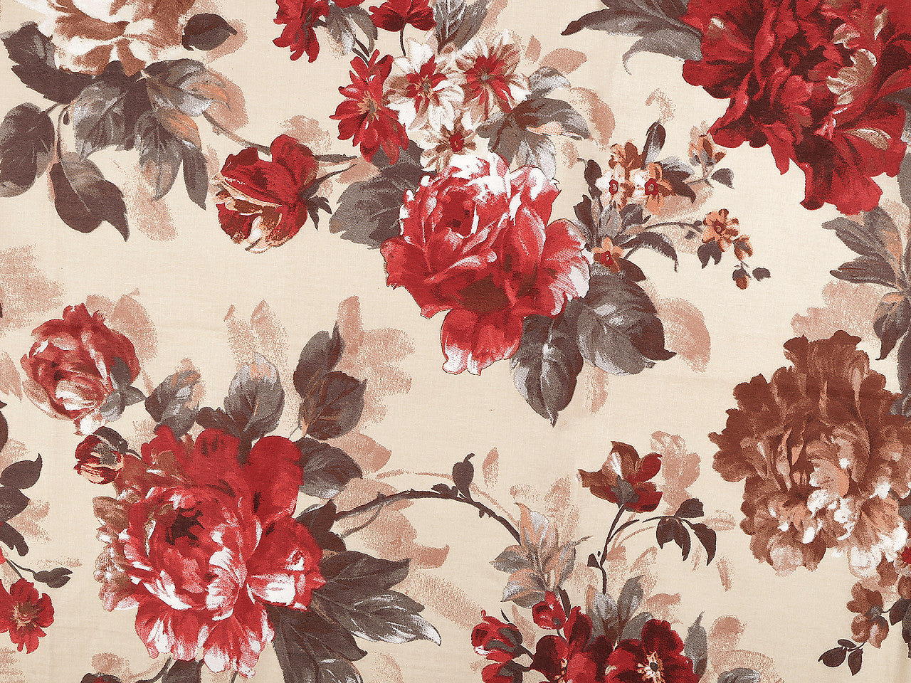 Tissu/Toile en coton, Fleurs, roses, largeur 220 cm - 1m