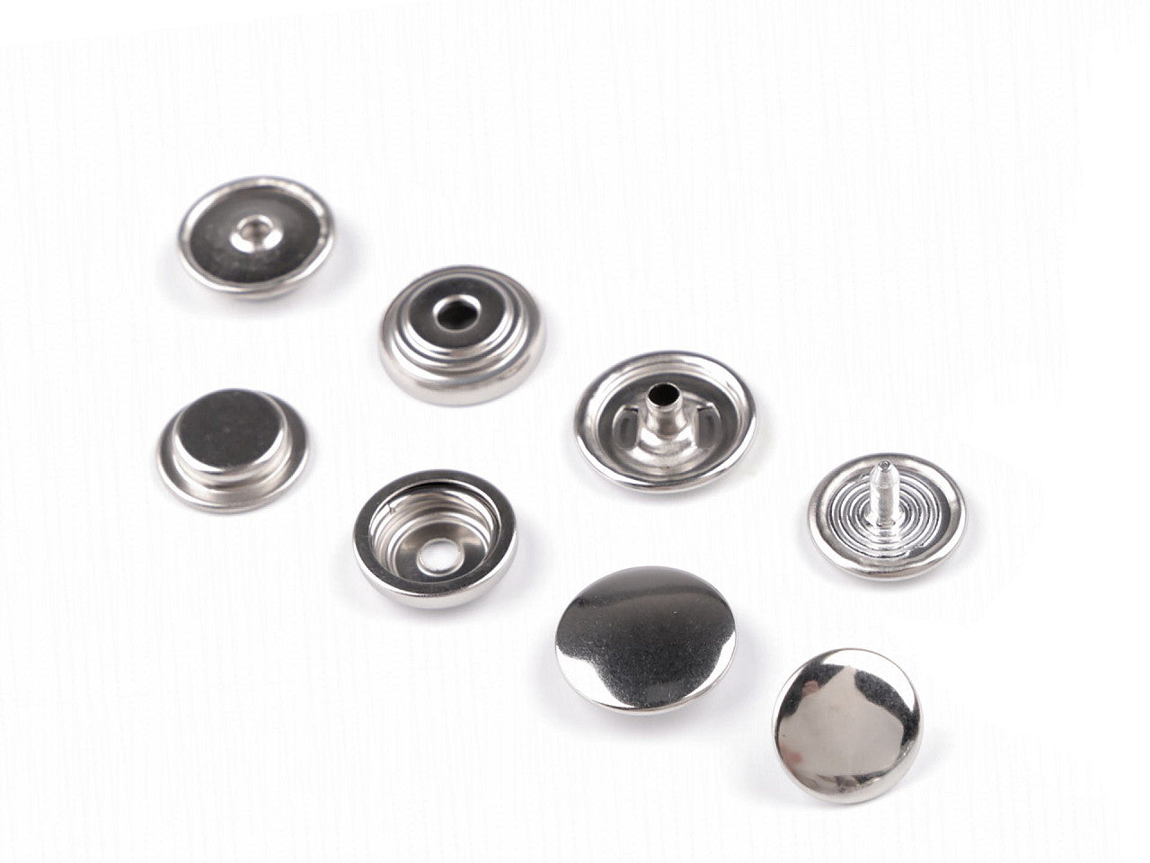 Boutons pression métalliques double face en acier inoxydable, Ø 15 mm, pour tissus épais - 50set