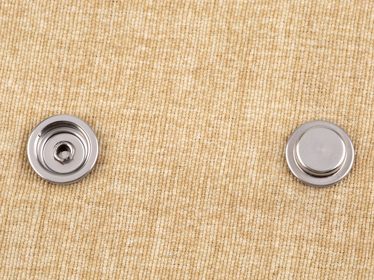 Boutons pression métalliques double face en acier inoxydable, Ø 15 mm, pour tissus épais - 50set