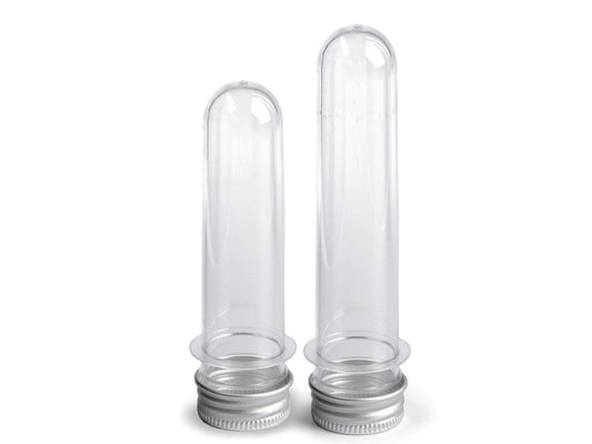 Fiole/Tube en plastique avec bouchon - 12pc
