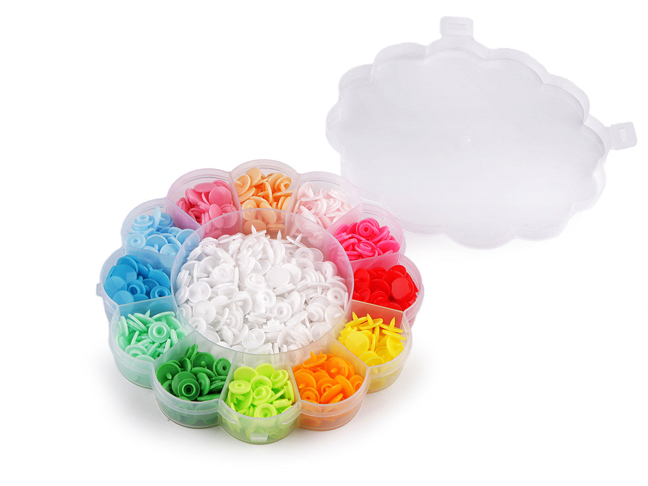 Boutons pression en plastique dans une boîte, taille 11,4mm - 1set