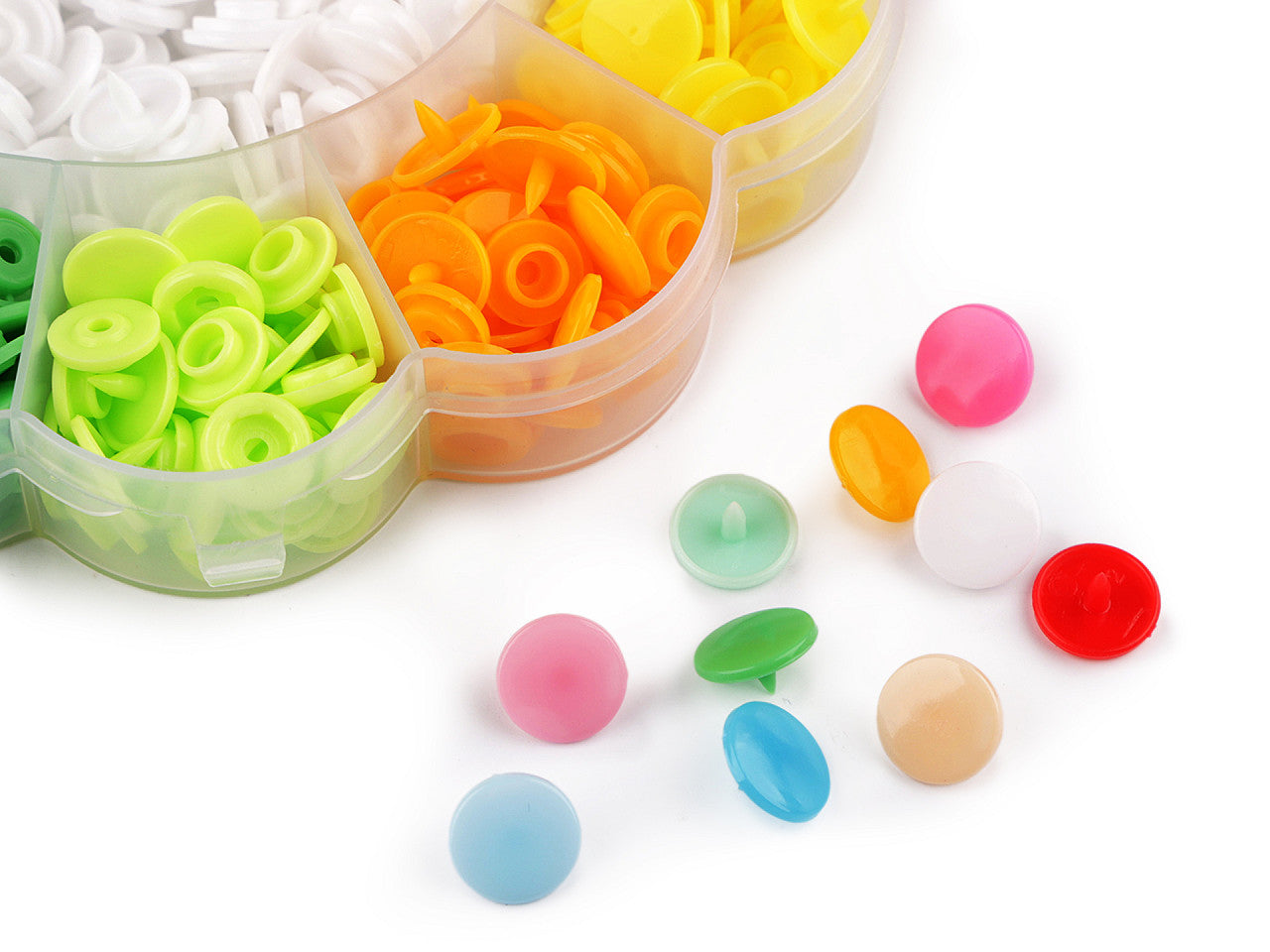 Boutons pression en plastique dans une boîte, taille 11,4mm - 1set