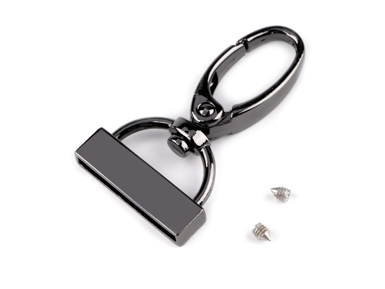 Mousqueton métallique pivotant avec embout pour sangle de 25 mm de large