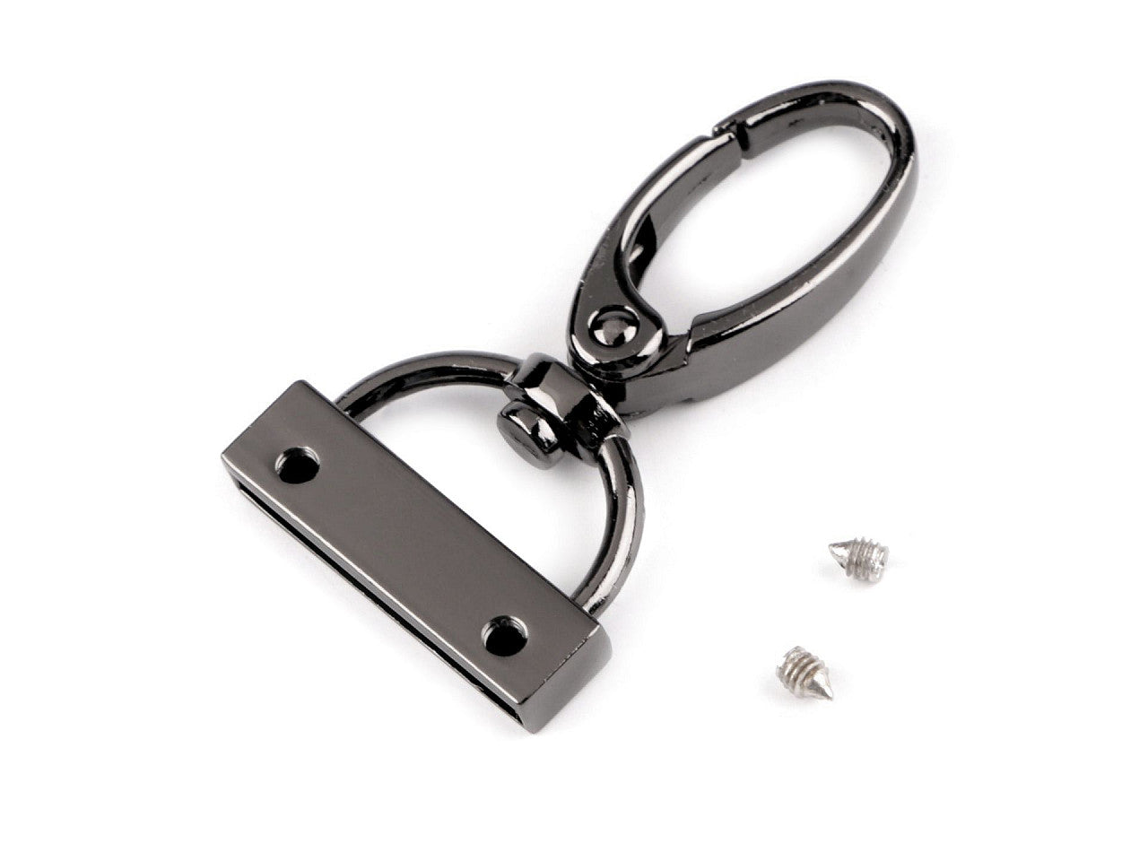 Mousqueton métallique pivotant avec embout pour sangle de 25 mm de large