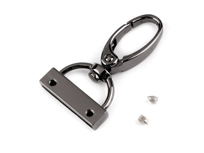 Mousqueton métallique pivotant avec embout pour sangle de 25 mm de large