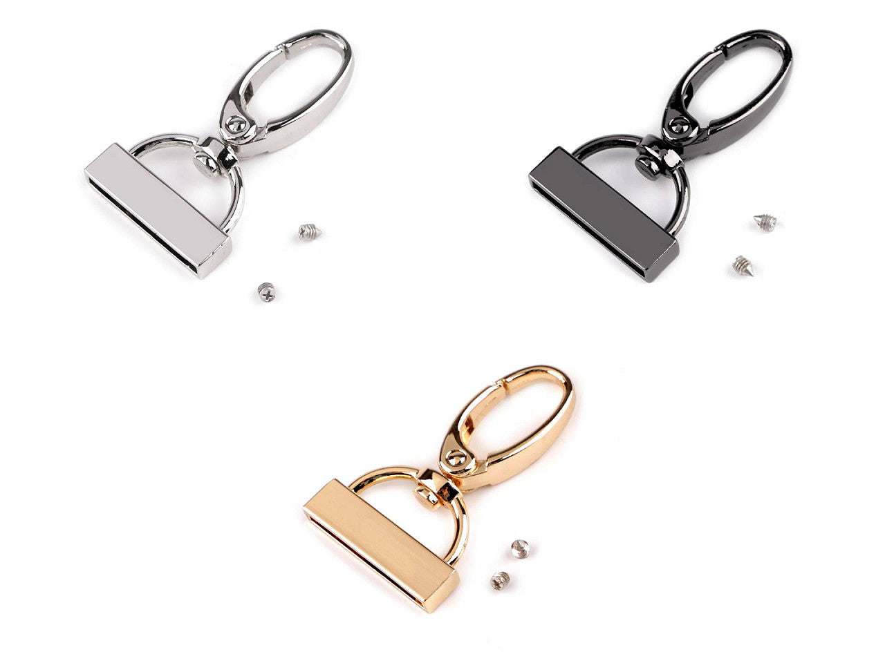 Mousqueton métallique pivotant avec embout pour sangle de 25 mm de large