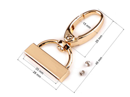 Mousqueton métallique pivotant avec embout pour sangle de 25 mm de large