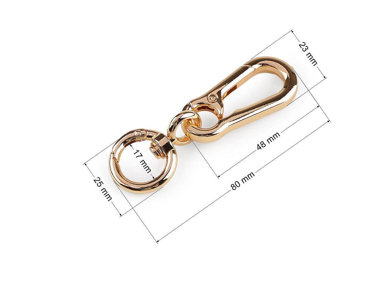 Mousqueton métallique pivotant avec œillet rond, pour sangles de 17 mm