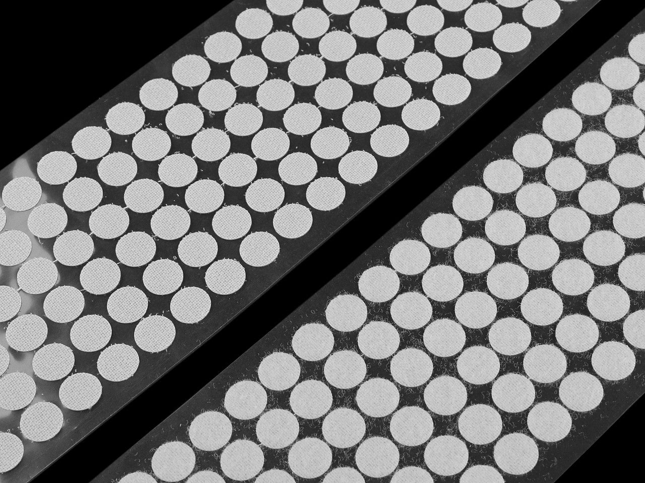 Pastilles de bande Velcro autocollantes, Ø 10 ; 15 mm, en rouleaux - 1m