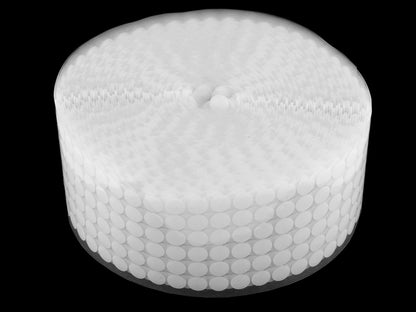Pastilles de bande Velcro autocollantes, Ø 10 ; 15 mm, en rouleaux - 1m