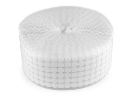Pastilles de bande Velcro autocollantes, Ø 10 ; 15 mm, en rouleaux - 1m